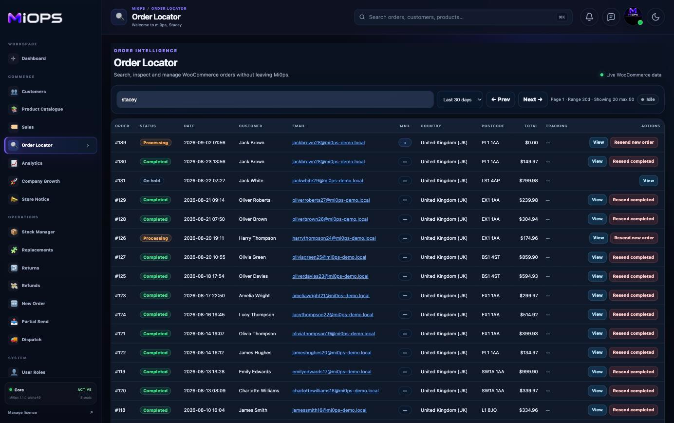 Mi0ps Core Order Locator