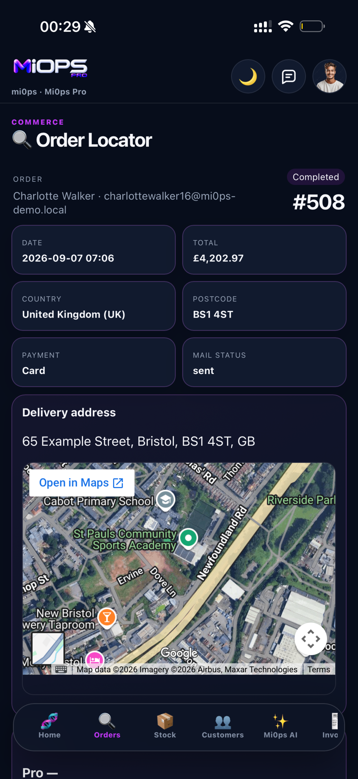 Mi0ps Pro mobile application